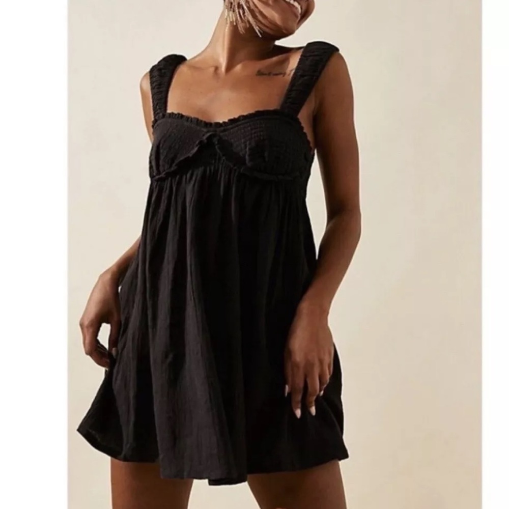 Free People Blissful Breeze Mini Dress Sundress Cotton Linen